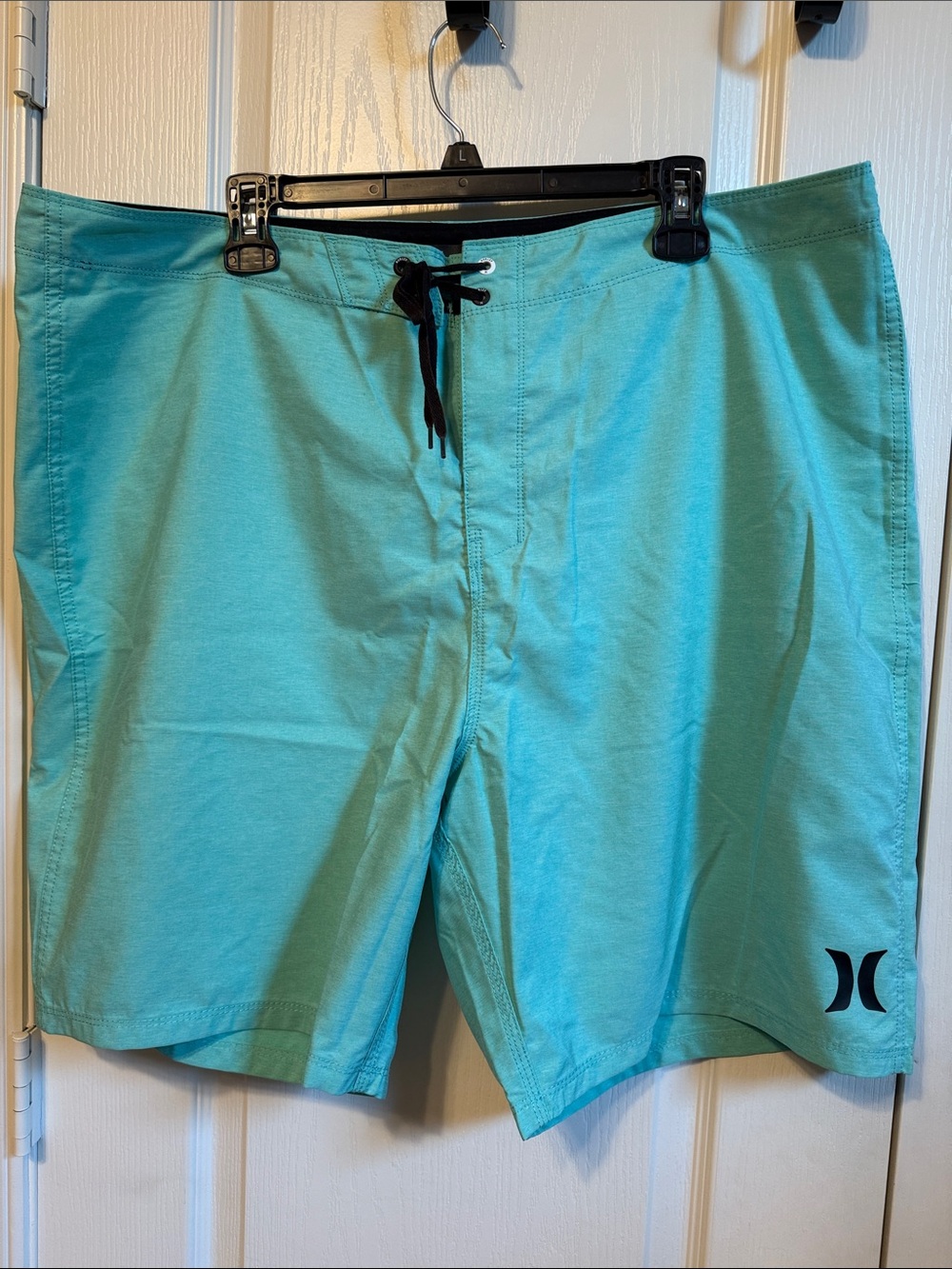 Hurley Men’s Aqua Board Shorts with Black Drawstring